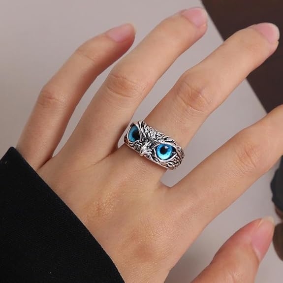 Owl Ring for Men and Women Adjustable Signet Ring Stainless Steel