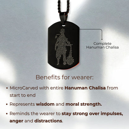 Hanuman Chalisa Micro-carved Tag Stainless Steel Necklace for Men