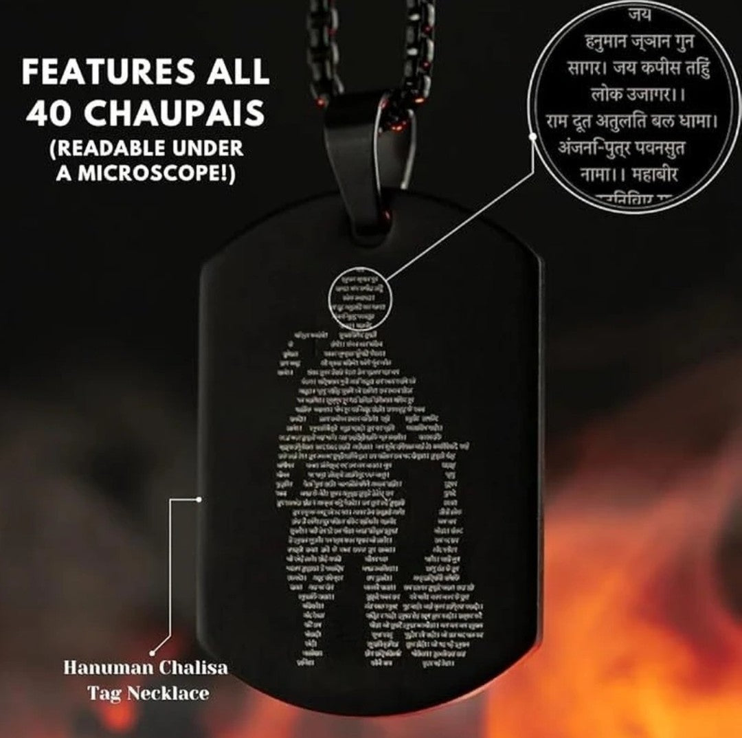 Hanuman Chalisa Micro-carved Tag Stainless Steel Necklace for Men