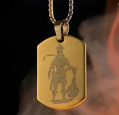 Hanuman Chalisa Micro-carved Tag Stainless Steel Necklace for Men