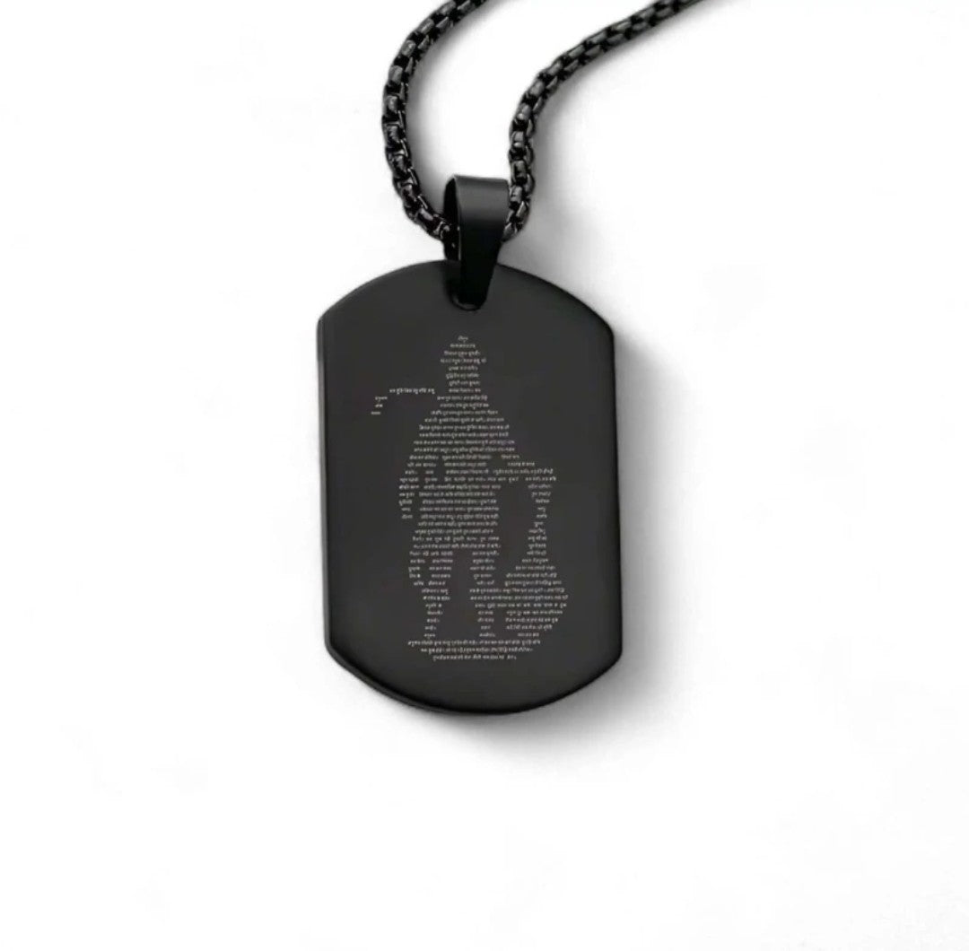 Hanuman Chalisa Micro-carved Tag Stainless Steel Necklace for Men