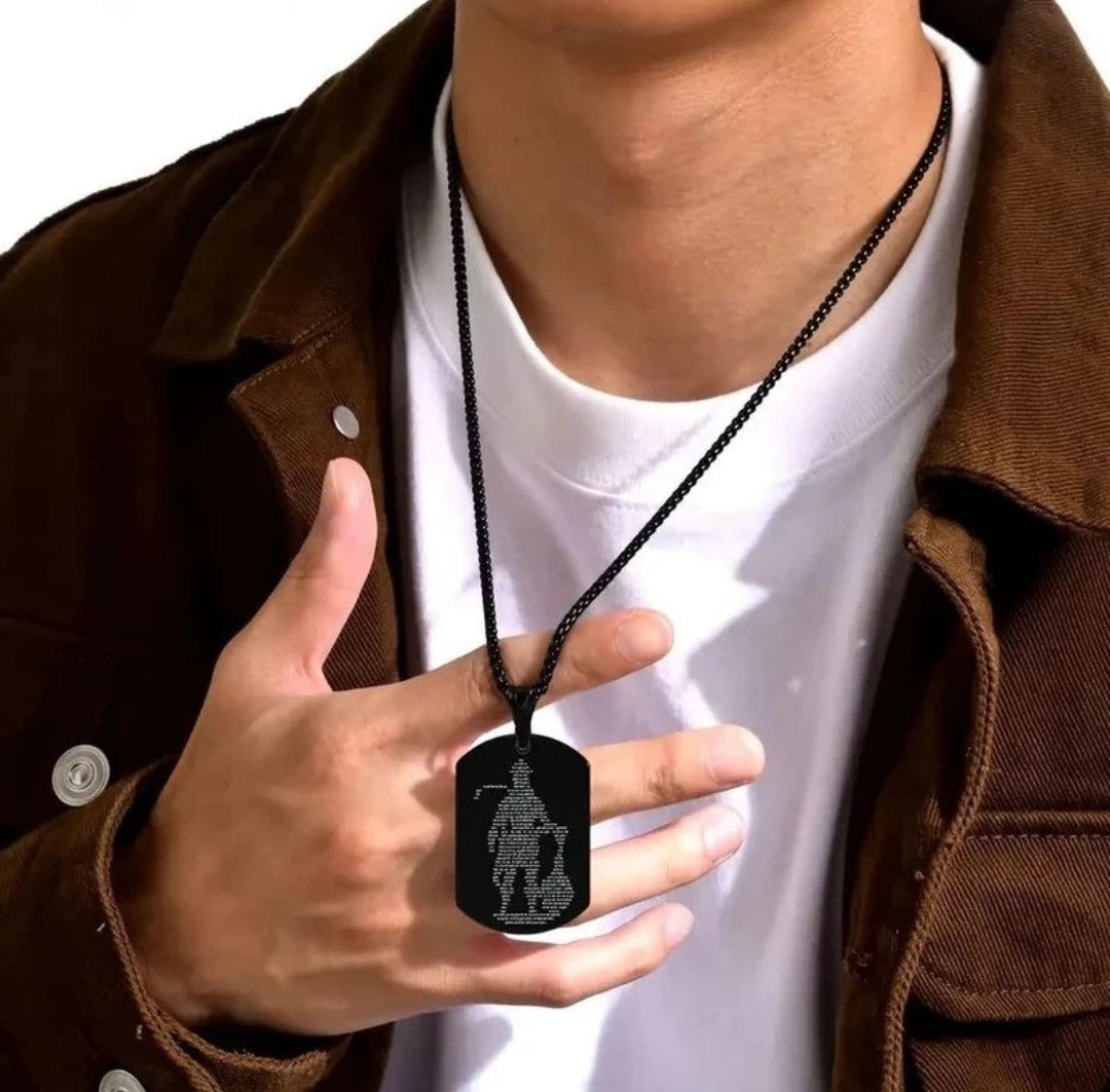 Hanuman Chalisa Micro-carved Tag Stainless Steel Necklace for Men