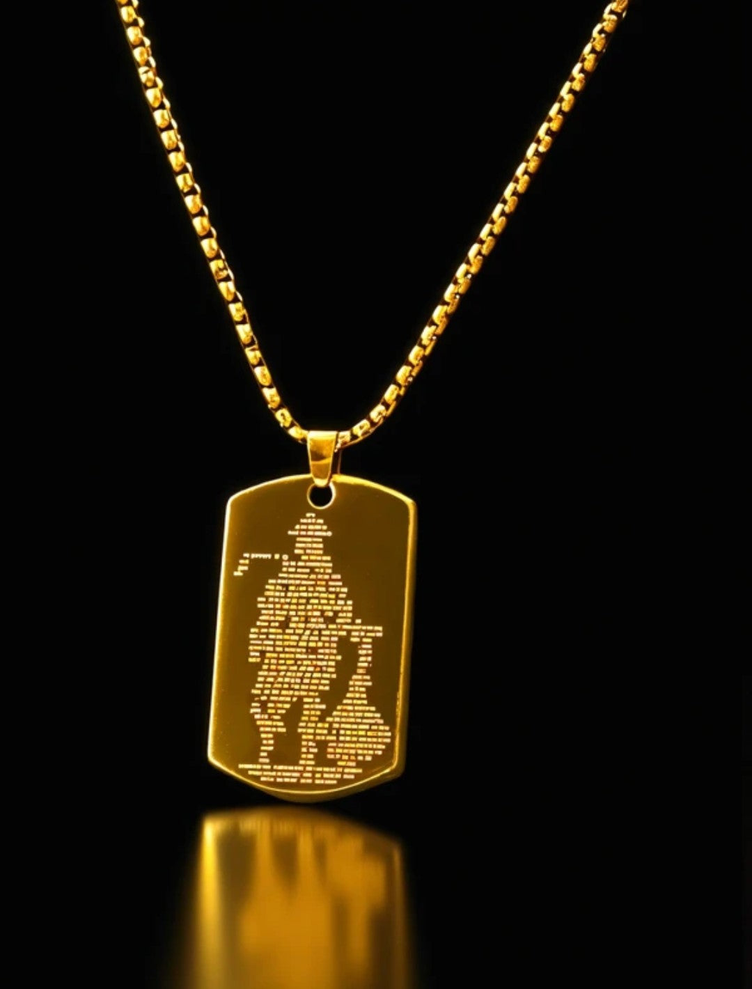 Hanuman Chalisa Micro-carved Tag Stainless Steel Necklace for Men