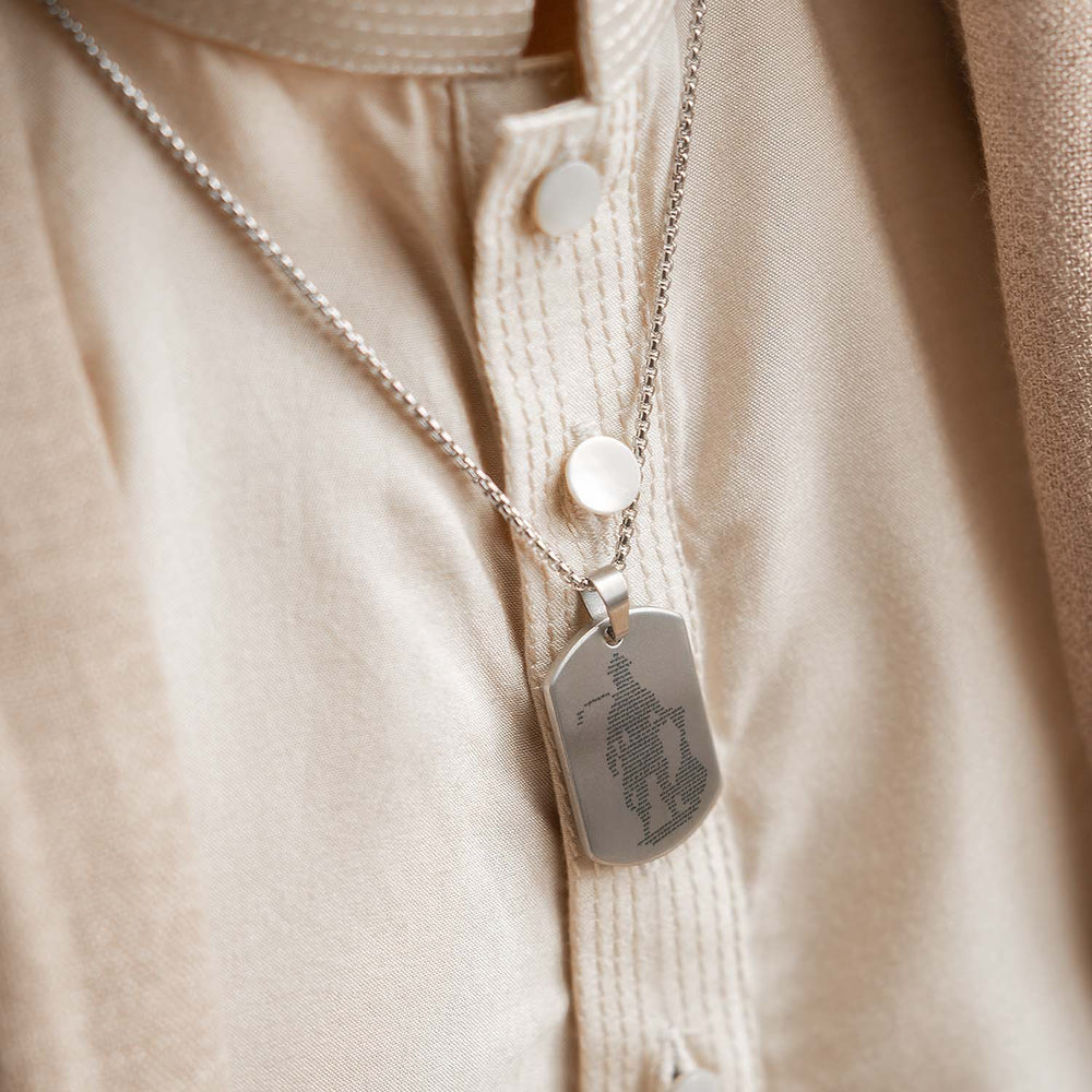 Hanuman Chalisa Micro-carved Tag Stainless Steel Necklace for Men