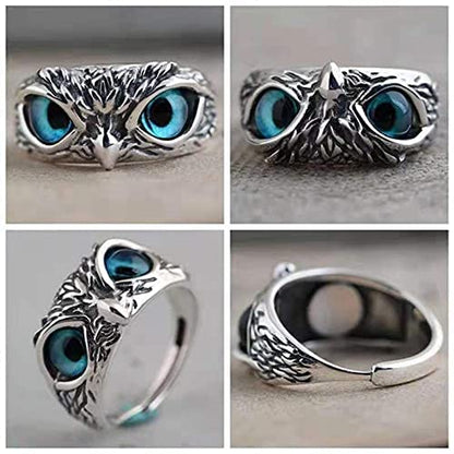 Owl Ring for Men and Women Adjustable Signet Ring Stainless Steel