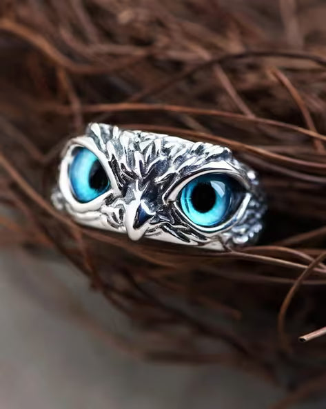Owl Ring for Men and Women Adjustable Signet Ring Stainless Steel