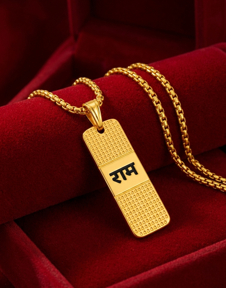 Ram Naam Gold Plated Pendant Necklace