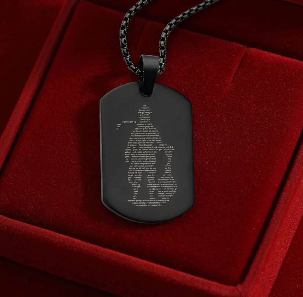Hanuman Chalisa Micro-carved Tag Stainless Steel Necklace for Men