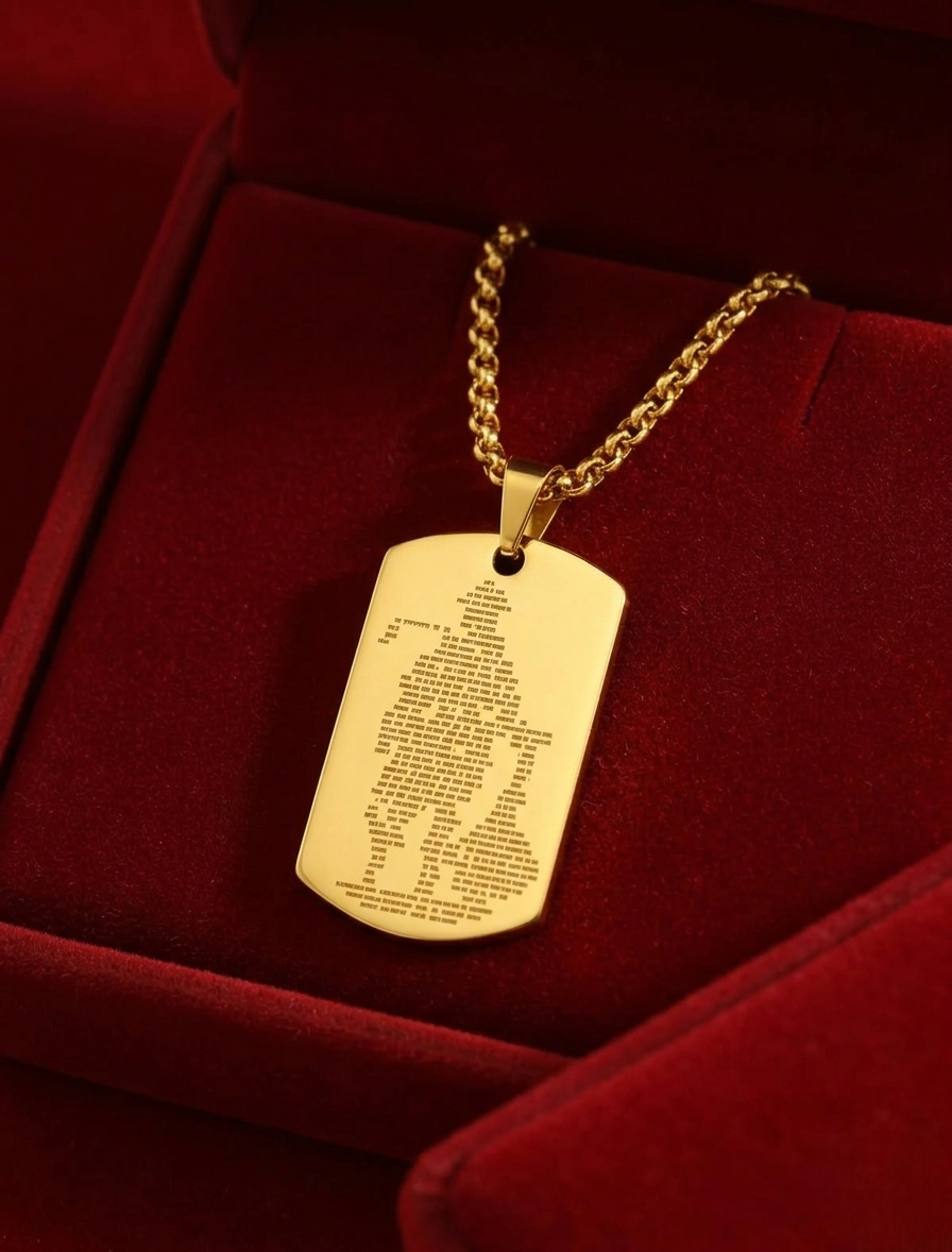 Hanuman Chalisa Micro-carved Tag Stainless Steel Necklace for Men