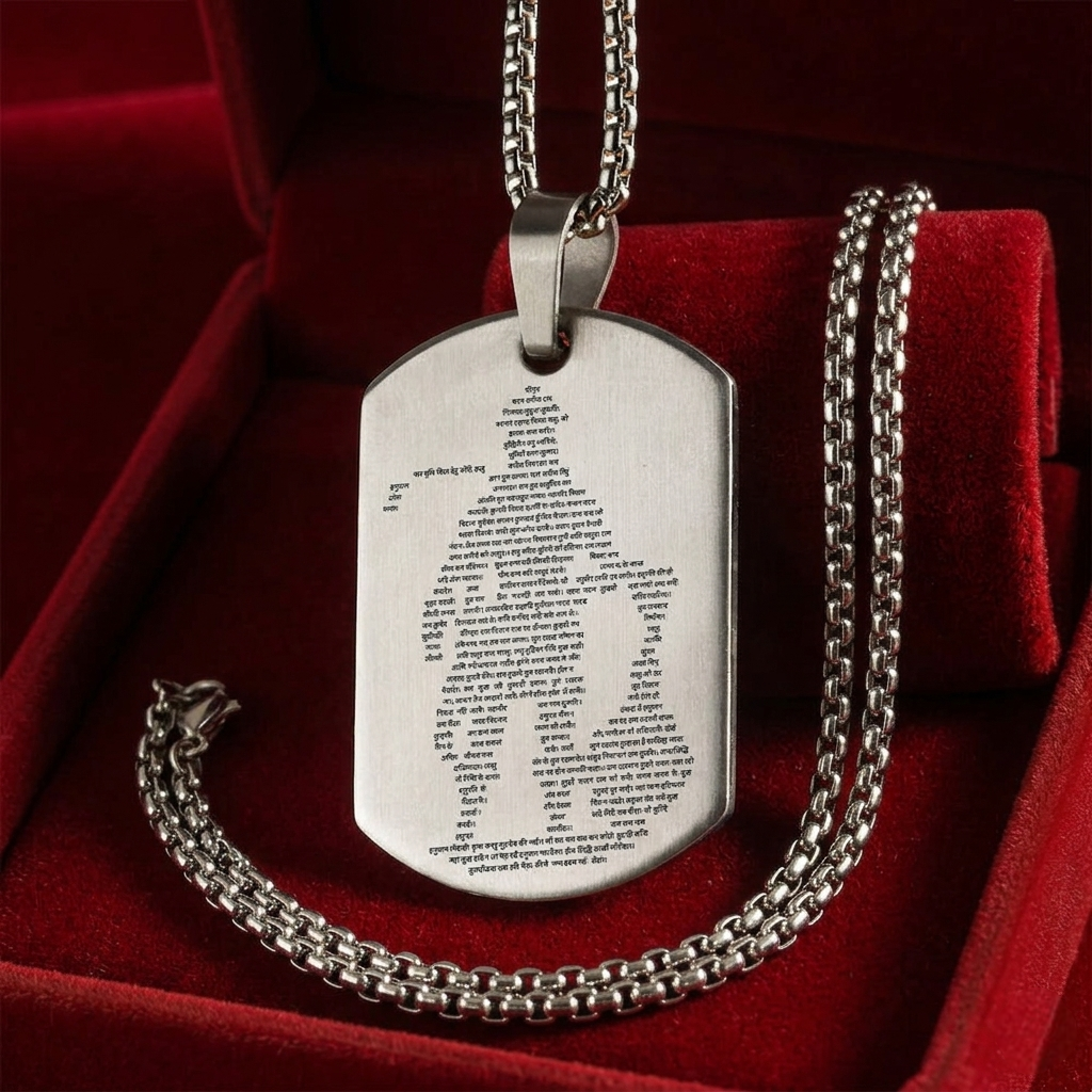 Hanuman Chalisa Micro-carved Tag Stainless Steel Necklace for Men